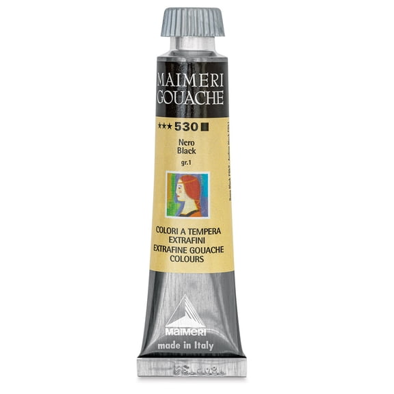 Maimeri Artist Gouache - Black, 20 ml tube