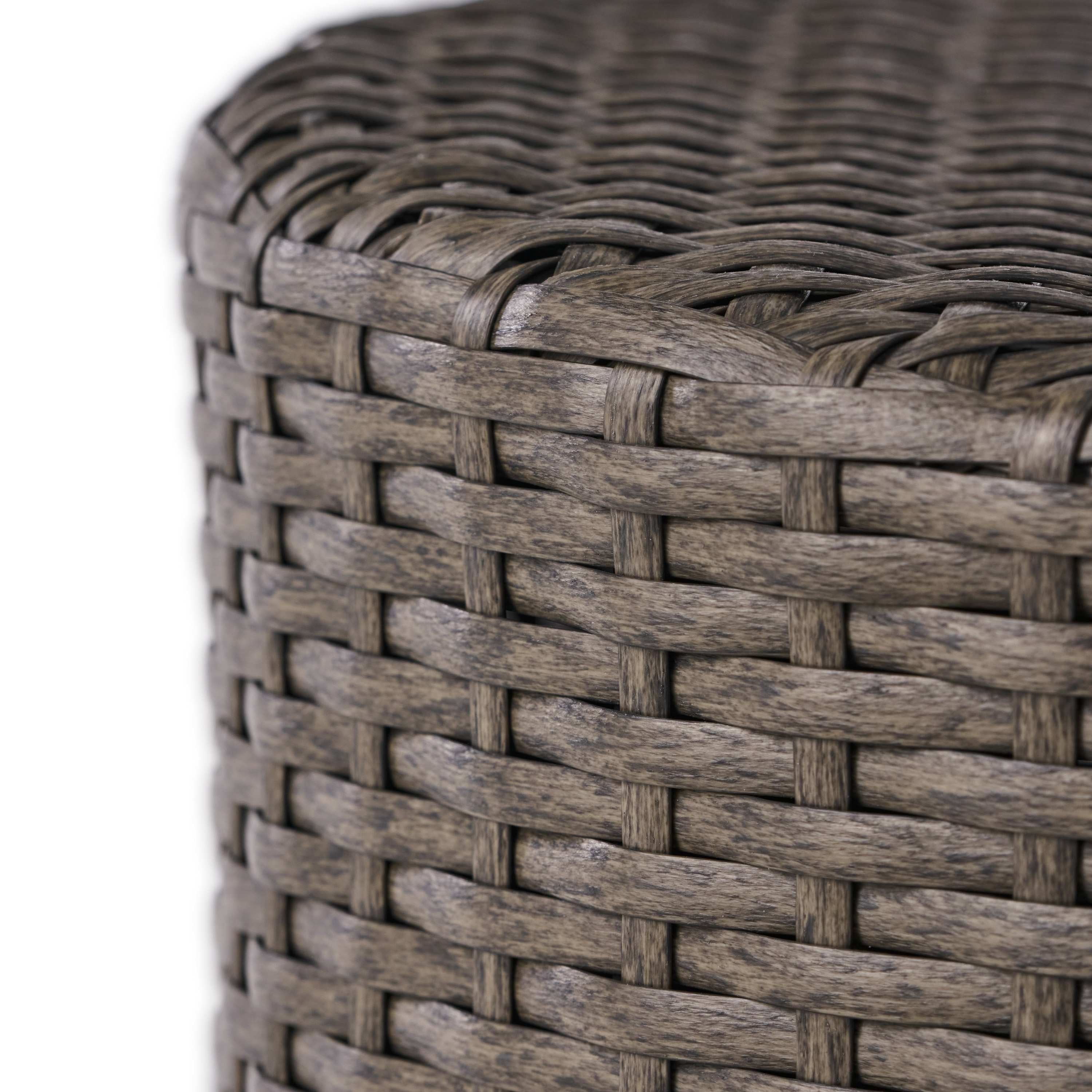 Kelley Wicker Barrel Side Table, Dark Grey