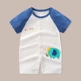 thumbnail image 2 of WRKEKC Baby Girl Romper Short Sleeve Color Block Raglan Sleeve Snap Button Casual One Piece Outfit for Toddlers 3-36 Months, 2 of 3
