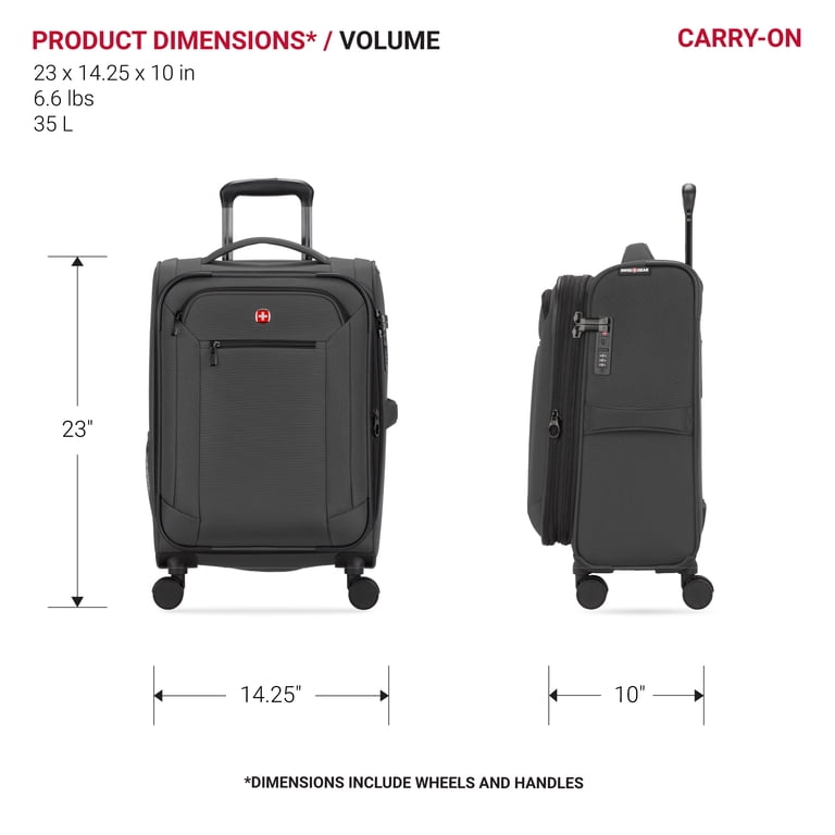 SWISSGEAR Stride 3-Piece Expandable Spinner Luggage Set, Dark Gray