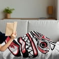 thumbnail image 3 of Tribal Soft Flannel Fleece Throw Blanket, Haida Style Animal Art Wild Eagle and Killer Dog Sharp Teeth Print, Cozy Plush for Indoor and Outdoor Use, 60" x 80", White Red Black, by Ambesonne, 3 of 5