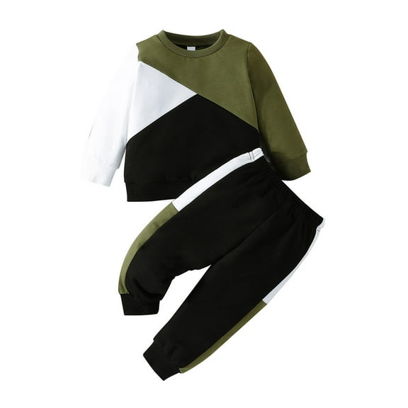 Caqnni Kid Toddler Boy Sweatshirt and Casual Pants 2Pcs Fall Winter Outfits Sweatshirt Pullover Tops Jogger Pants Fall Winter Set for 0 6 12 18 24 M 1t 2t 3t 4t 5t 6t,12-18 Months,Green