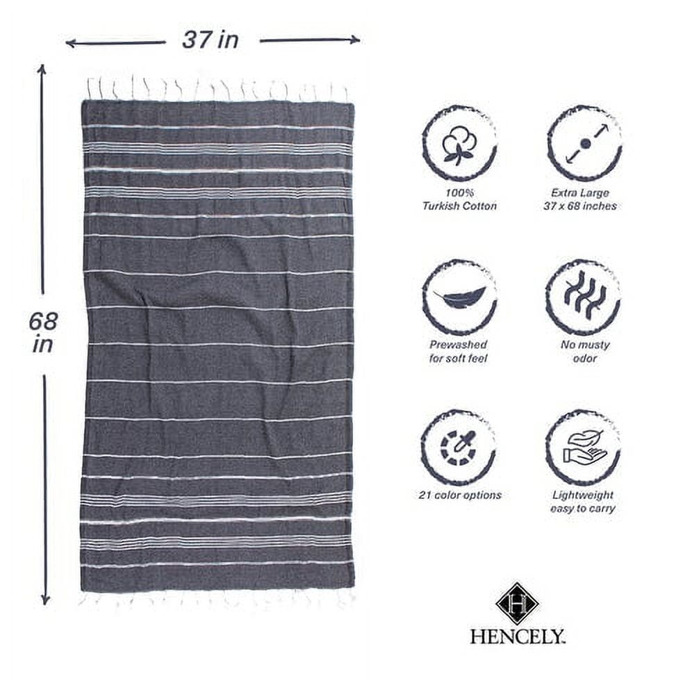 Hencely Turkish Beach Towel Black - Set of 6