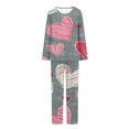 thumbnail image 6 of Womens Pajama Set Summer Hearts Print Breathable Pajama Sets with Pants Casual Crew Neck Long Sleeve Sleepwear Womens Summer Pajamas, 6 of 6