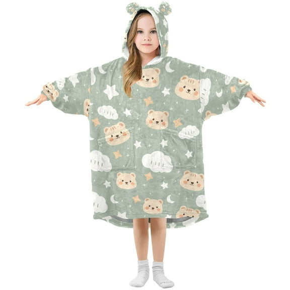 joogoo Wearable Blanket Cute Bear Cloudy Hoodie for Oversized Sherpa Hooded 3-14 YR M