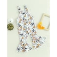 thumbnail image 3 of Wassery Baby Girls Halloween Romper Pants Sleeveless Flower Pumpkin Print Long Jumpsuit Toddle Summer Bell-Bottoms Pants 6M-4T, 3 of 8