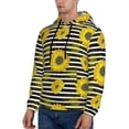 thumbnail image 3 of Fotbe Men's Hoodie with Sunflowers On Black And White Stripes Pattern - Kangaroo Pocket Pullover Hooded Sweatshirt, Perfect for Daily Wear, Travel, and Home-X-Large, 3 of 7
