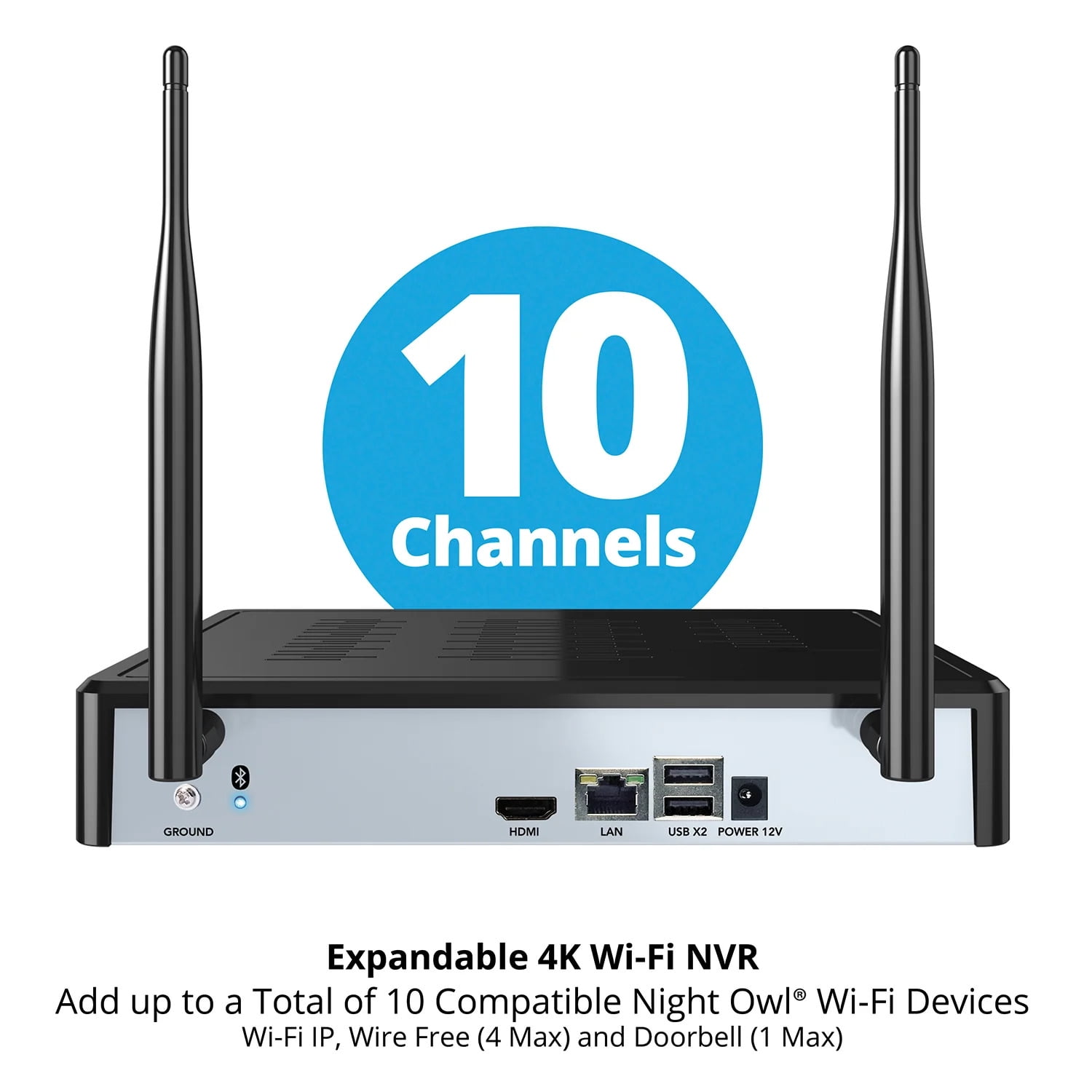 Night Owl 10 Channel 4K Wi-Fi NVR Security System with 1TB Hard Drive and 6 Wi-Fi IP 2K Deterrence Cameras with 2-Way Audio