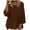 Brown, variant on Ohufall Cotton Linen T Shirt for Women 3/4 Sleeve Plus Size Tops Solid Color Round Neck Fashion Casual Tshirt