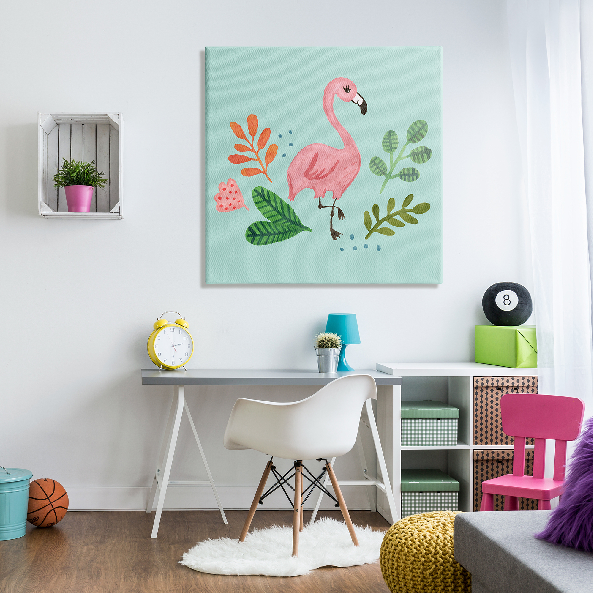 Stupell Industries Pink Flamingo Botanical Border Illustration Design , 36 x 36, Design by Heather Strianese
