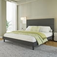 thumbnail image 2 of LUXOAK Queen Size Upholstered Bed Frame with 47.3" High Adjustable Headboard & Wooden Slats, Grey, 2 of 6