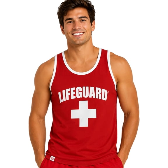 Officially Licensed Guys LIFEGUARD Muscle Tank with Contrast Piping Edge 100% cotton for Men