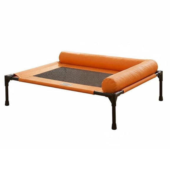 koolsoo Elevated Pet Bed Raised Dog Cot Cooling Cat Bed Washable Rectangular Design with Supportive Bolster for Medium Size Pets