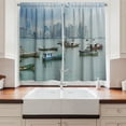 thumbnail image 2 of Ambesonne Landscape Kitchen Curtains, Fishing Boats Panama, 55"x39", Multicolor, 2 of 3