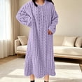 thumbnail image 5 of Ohufall Pajamas Dress for Women Warm Winter Fleece Bathrobe Nightgown Loungewear Crew Neck Long Sleep Robe, 5 of 9