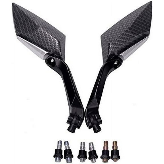 Universal Motorcycle Rear View Mirror 8/10Mm Motorbike Diamond Rear Mirror For Street Bike Sport Bike Scooter Cruiser Carbon Black