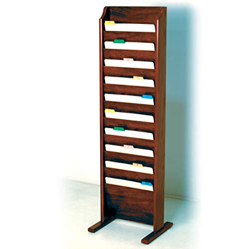 Wooden Mallet 10-Pocket Free-Standing File Holder, Letter Size, Mahogany