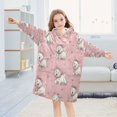 thumbnail image 5 of Wearable Blanket with Sleeves and Pocket Oversized Hooded Sweatshirt 3-14 YR Dogs Wearing Bows L, 5 of 7
