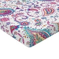 thumbnail image 4 of Ambesonne Paisley Fitted Sheet, Boho Modern Floral Motifs, King Size, Magenta Sea Blue Mustard, 4 of 5