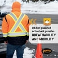 thumbnail image 4 of Pioneer High Visibility Reflective Insulated Freezer Jacket - Hi Vis Mens Work Jacket - Quilted Gusseted Action Back  Orange, 4 of 8