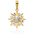 thumbnail image 3 of 14K Solid Two Tone Yellow White Gold Sun Necklace Sunshine Pendant Sunburst Charm Celestial Jewelry, 3 of 8