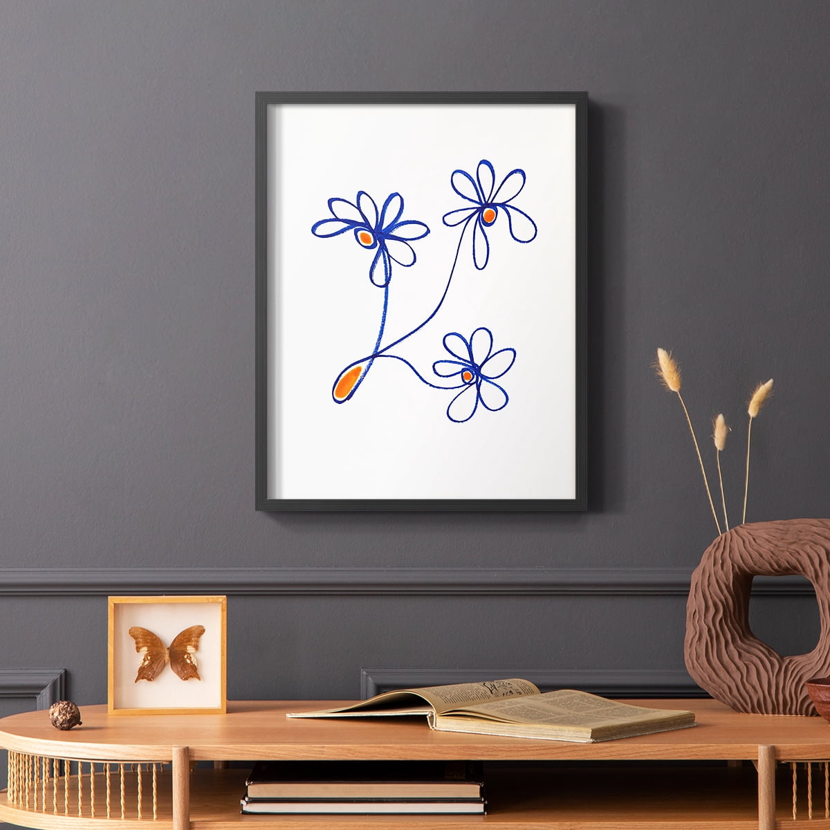 Wobbly Blooms III Framed Print - Solid Wood in Single Picture Frame Solid Wood 2 Framed Print