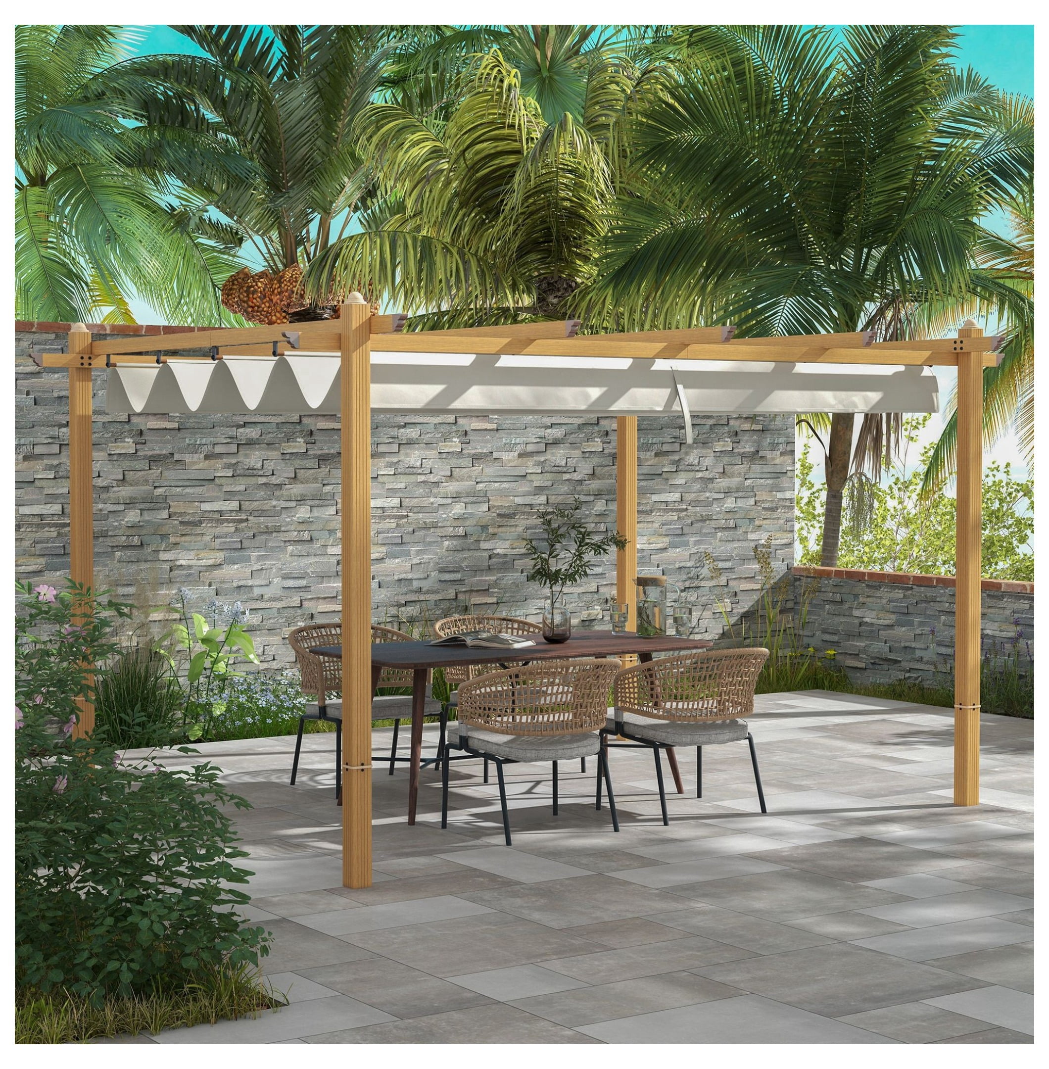 Coolaroo Constantine 9' x 9' Pergola, Mocha - Walmart.com