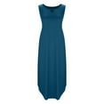 thumbnail image 6 of Sevevn Fashion Women's Summer Casual Round Neck Sleeveless Solid Beach Sundresses Boho Dress Dresses Navy XXL Women Beach Fashion, 6 of 7