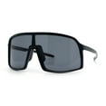 thumbnail image 4 of Classic Mens Oversized Shield Wrap Around MTB Sport Plastic Sunglasses Shiny Black - Black, 4 of 8
