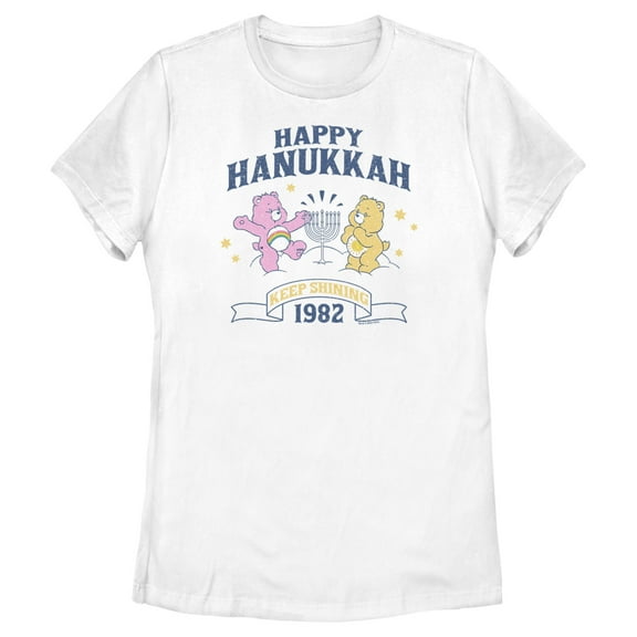Women's Care Bears Best Friend Bear and Funshine Bear Happy Hanukkah Graphic T-Shirt