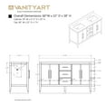 thumbnail image 4 of Vanity Art 60” Double Sink Bathroom Vanity Cabinet with Engineered Marble Countertop, 4 of 4