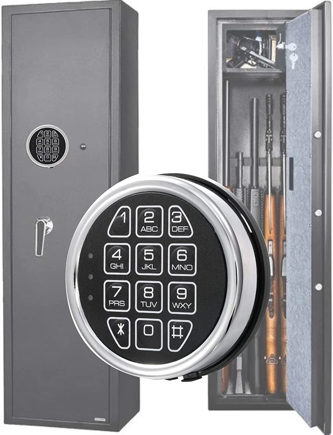 WAH LIN PARTS Gun Safe Locks Replacement with Solenoid Safe Lock Mechanism, Digital Chrome Keypad DIY Safe Electronic Lock Fits Most Safes