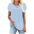 thumbnail image 3 of Plebaso Blouses à Col en V Croisé pour Femmes Manches Courtes Tunique Décontractée Hauts d'Été Amples pour Femmes, 3 of 7