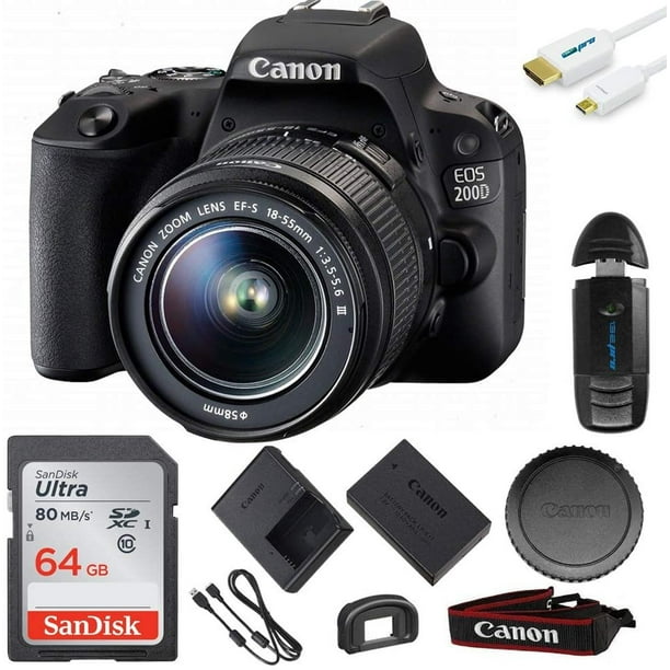 Canon Eos 0d Camera With Ef S 18 55mm Lens Black 64gb Expo Basic Accessories Bundle Walmart Com Walmart Com