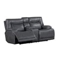thumbnail image 3 of New Classic Furniture Titan Faux Leather Power Console Loveseat in Gray, 3 of 10