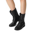 thumbnail image 6 of DREAM PAIRS Women’s Mid-Calf Combat Boots, Lace-Up Military Style Boots with Side Zipper, Faux Leather Round Toe Fall Winter Booties, 6 of 6