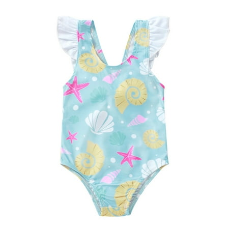 

Toddler Baby Girls Swimwear Shell Ruffle Bow Bikini Swimsuit Swimming Summer Beach Clothes