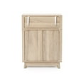 thumbnail image 3 of LuxenHome Natural Finish Wave-Patterned Manufactured Wood 3-Drawer 1-Door Bathroom Storage Cabinet, 3 of 11