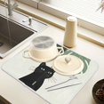 thumbnail image 2 of Yayeee Dish Drying Mat for Kitchen Counter 16" x 18" Microfiber Super Absorbent Coffee Decorative Pad, Black Cat Umbrella, 2 of 9