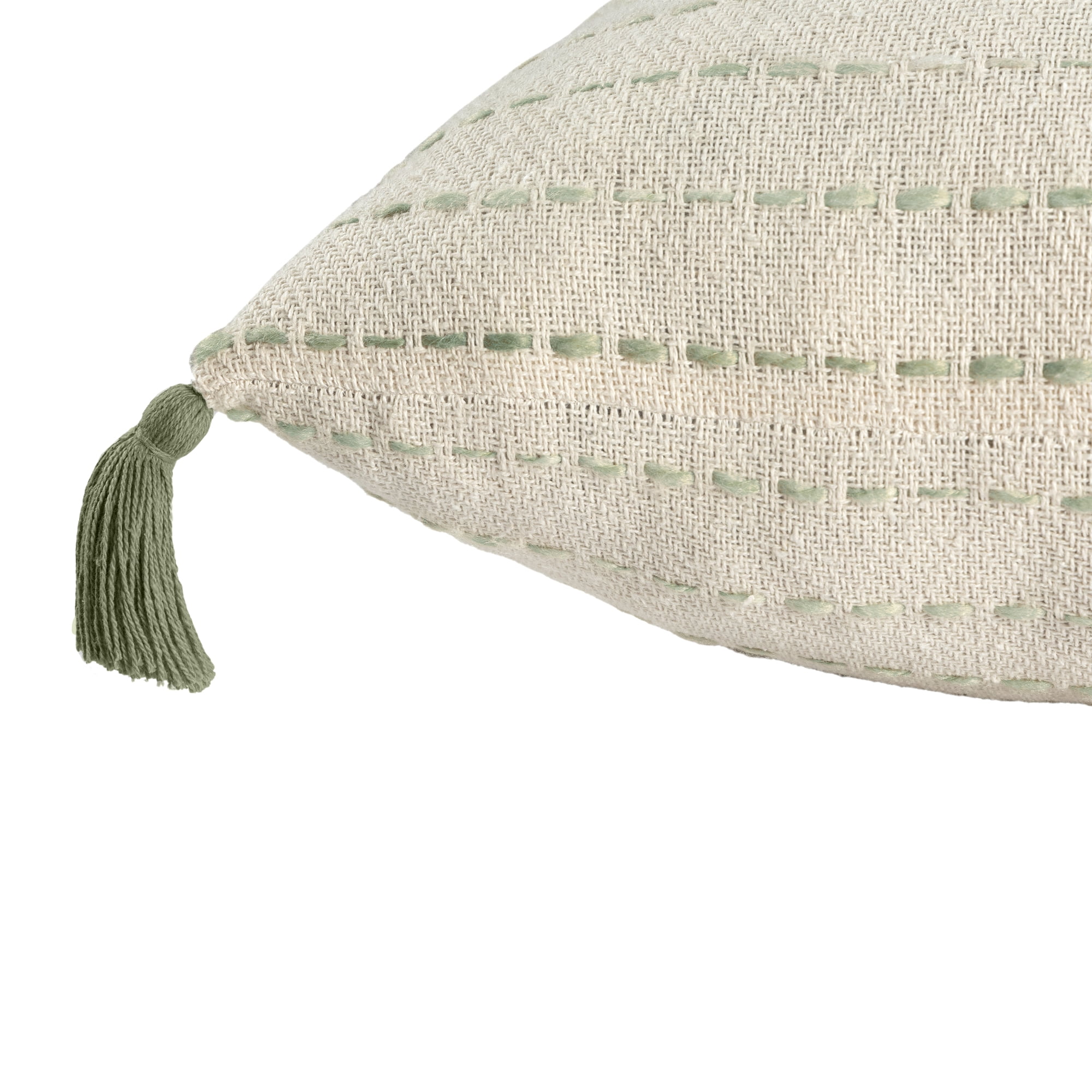 Harlow Hill Melanie 20" x 20" Sage/Ivory Striped Cotton Blend Adult Decorative Throw Pillow Cover
