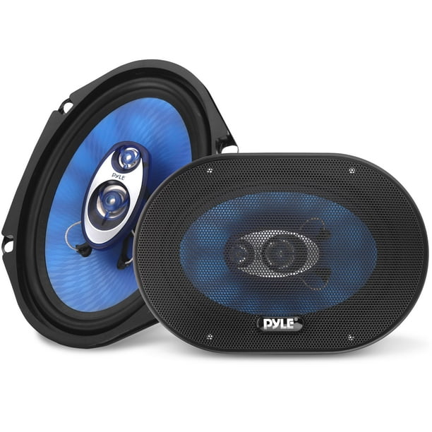 Parlantes de sonido para automóvil de 6” x 8” (par) - Cono de inyección de polietileno azul mejorado 3 vías 360 vatios con envolvente de caucho de butilo no fatigante Respuesta de frecuencia de 70 - 2