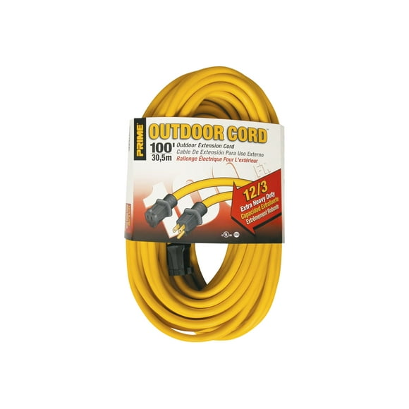Prime Outdoor Cord EC500835 - Power extension cable - NEMA 5-15 (F) to NEMA 5-15 (M) - AC 110 V - 100 ft - yellow