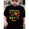 thumbnail image 1 of Camiseta de cumpleaños de Monster Truck para niño, diseño todoterreno vibrante, 100 % algodón, cuello redondo informal, lavable a máquina para primavera/verano., 1 of 6