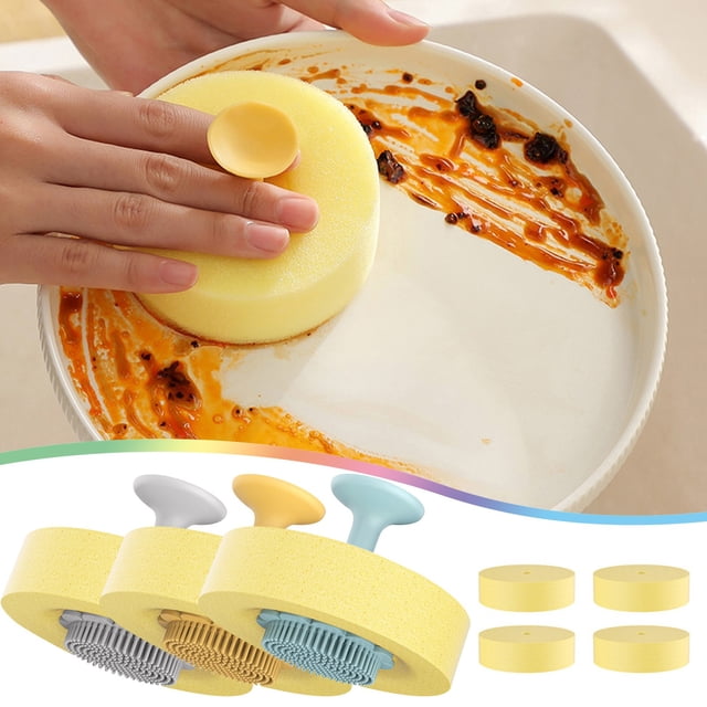 Xihbxyly Esponja Lavavajillas, Paño de Esponja Desmontable, Almacenamiento con Ventosa, Limpieza Suave y Eficaz, Herramienta de Limpieza de Cocina, Uso En Balcones, Fácil de Instalar, Diseño Compacto