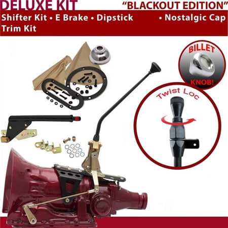 American Shifter AOD Shifter Kit Black 12 in. E Brake Trim Kit Dipstick for F0BDD