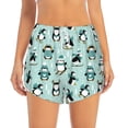 thumbnail image 2 of Balery Winter Skiing Penguin Pantalones cortos deportivos para mujer con forro y dos bolsillos, elásticos, para entrenamiento, gimnasio, yoga-Medium, 2 of 7