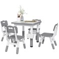 thumbnail image 1 of Qaba 5 Pieces Height Adjustable Kids Table and Chair Set for Playroom Grey, 1 of 10