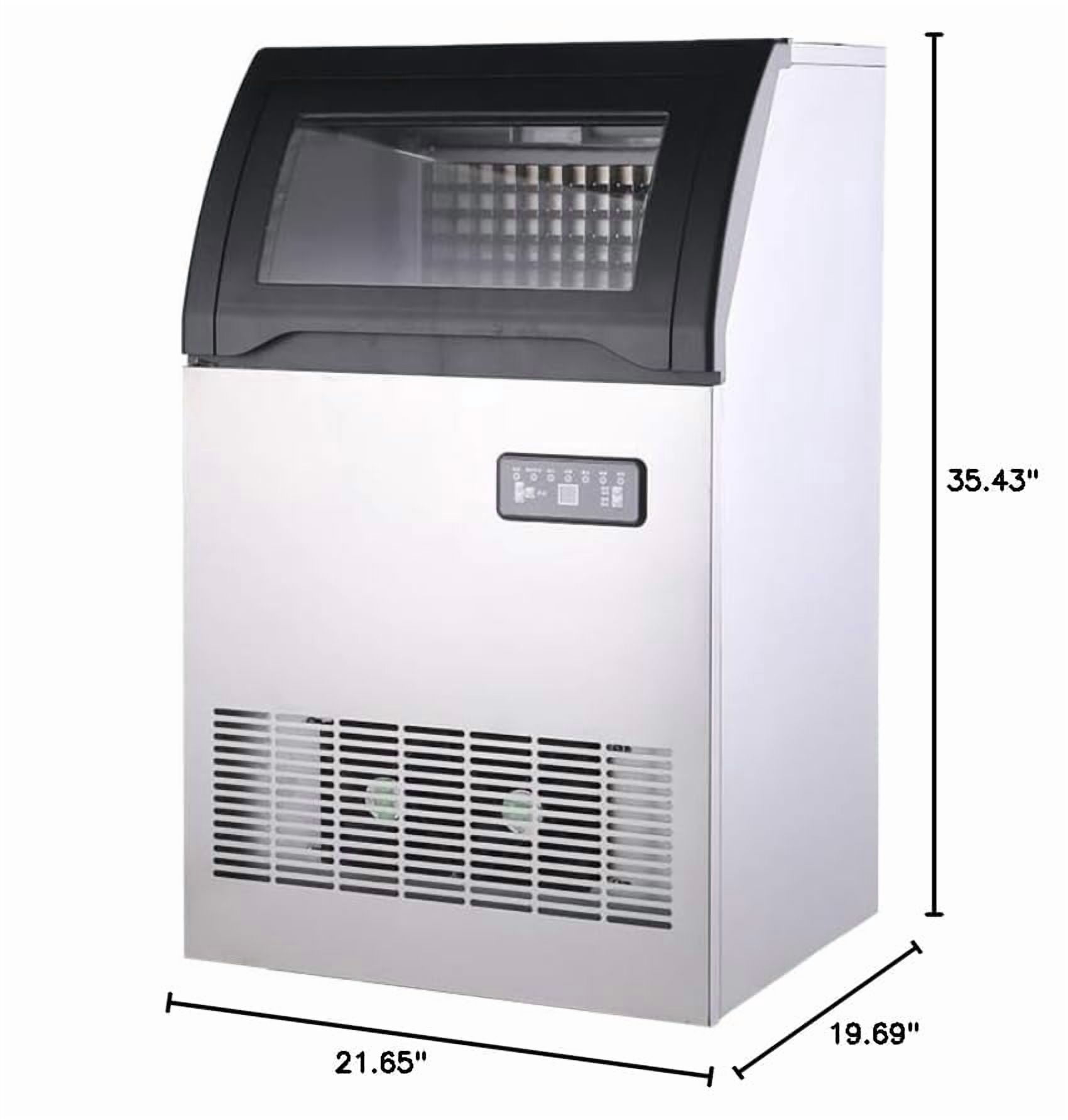 Commercial Ice Maker Machine - 120lbs/24hr Rapid Ice Production, Stainless Steel, 33lbs Storage, Dual Water Intake, LED Panel, for Bars, Restaurants, Homes, Offices