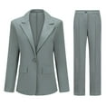 thumbnail image 3 of Women's 2 Piece Business Suit Set Lapel Single-breasted Polyester Suit Jacket With Straight Trousers, 3 of 5