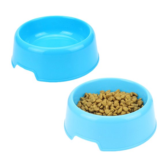 2pcs Candy Color Pet Puppy Dog Feeding Bowl Dog Feeding Bowl Cat Puppy Plastic Non Food Dish Pet Drink Water Bowl Eating Feeder (Blue)